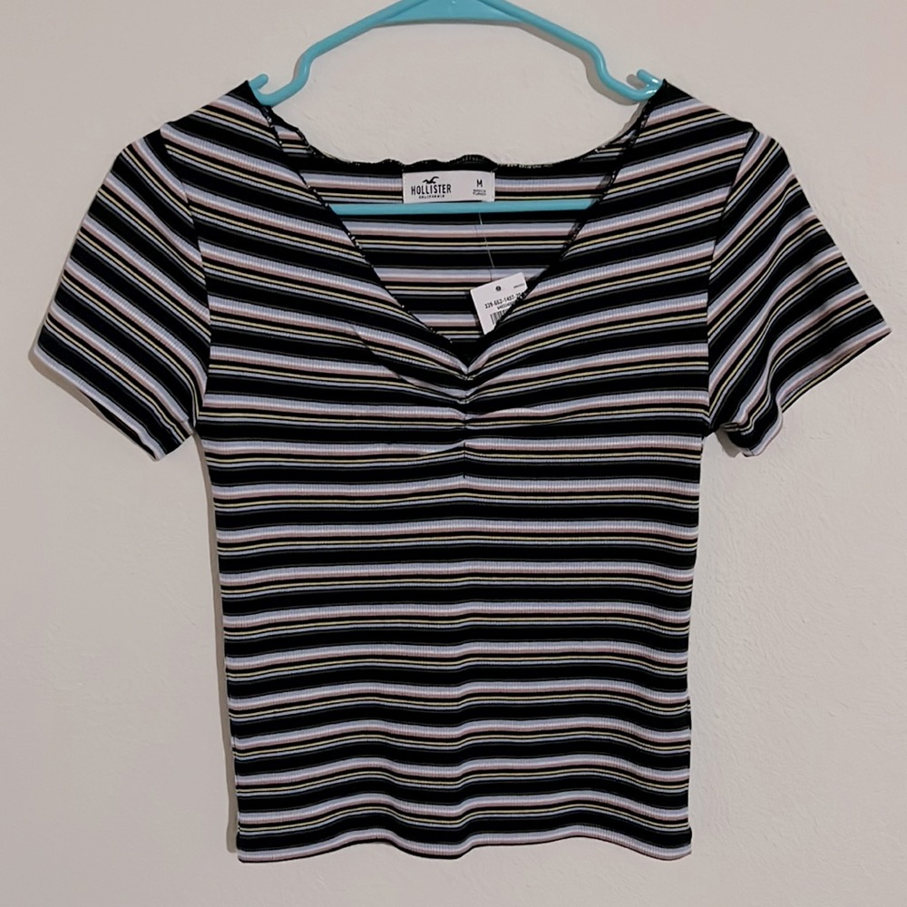 Hollister Striped V Cinch Top Size M - Multicolor - NEW WITH TAGS
